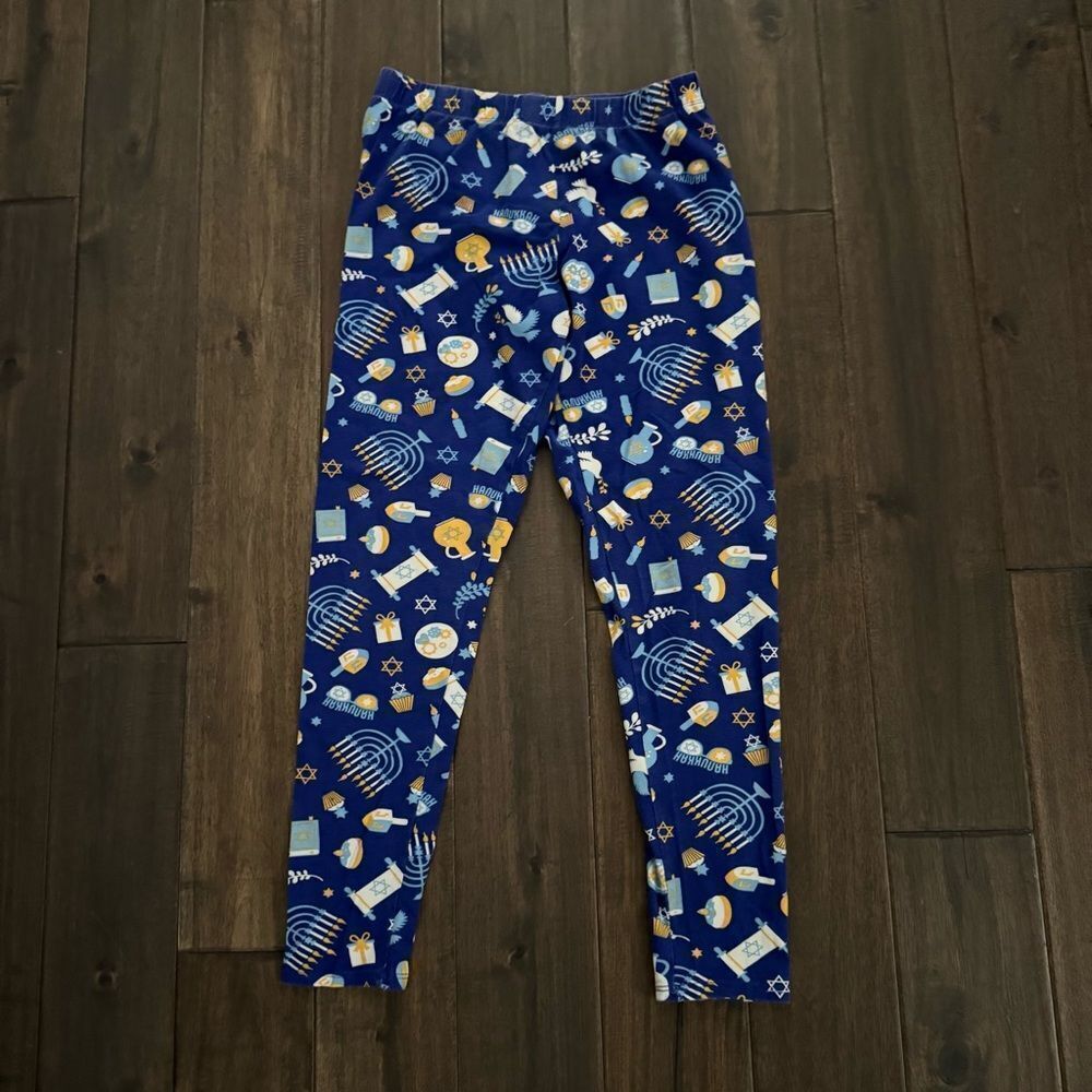 No Boundaries Blue Hanukkah Leggings Jr. M 7-9